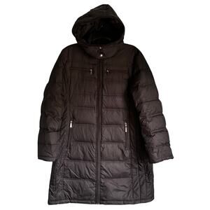 Michael Kors Down Puffer Long Coat Hooded Black Large
